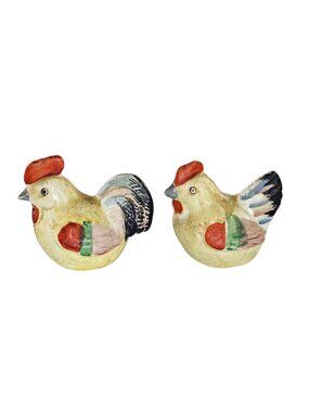 Vintage Japan Chicken Rooster Hen Salt Pepper Shaker Set Ceramic Hand Painted